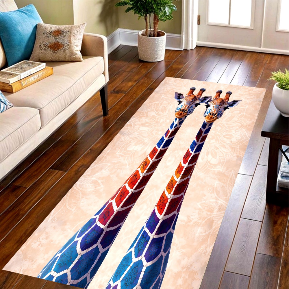 Commercial Kitchen Floor - Langer Teppich mit Giraffen-Motiv, niedlicher Wildtier-Print,