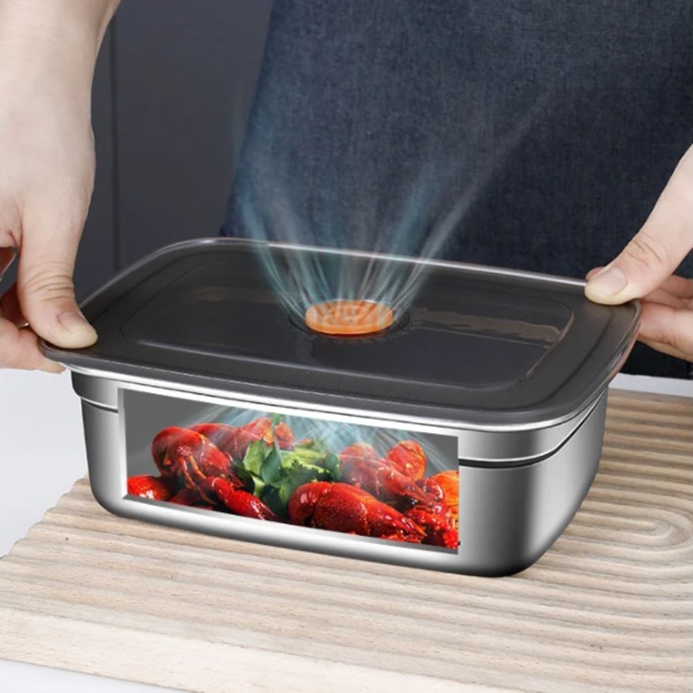 Commercial Kitchen Fridge - Tragbare Edelstahl-Aufbewahrungsbox Auslaufsicher Kühlschrank-Gefrierschrank-Aufbewahrung Küchenzubehör