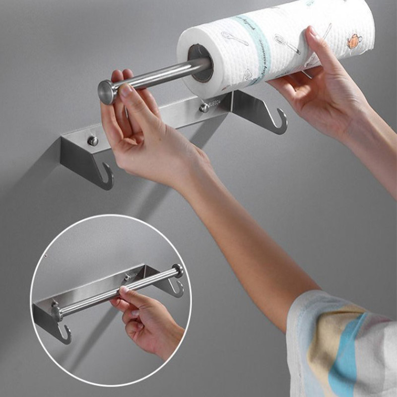 Commercial Kitchen Towels - Edelstahl Küchenrollenhalter Ohne Bohren Papierrollenhalter Frischhaltefolien-Aufhänger