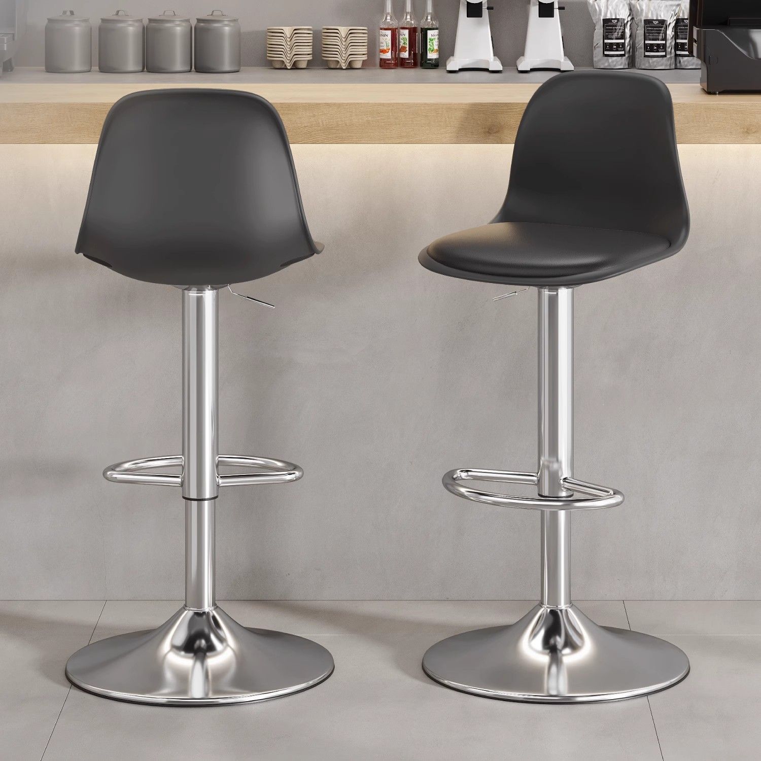 Commercial Kitchen Interior - Eleganter moderner Barstuhl mit Rückenlehne, höhenverstellbar,