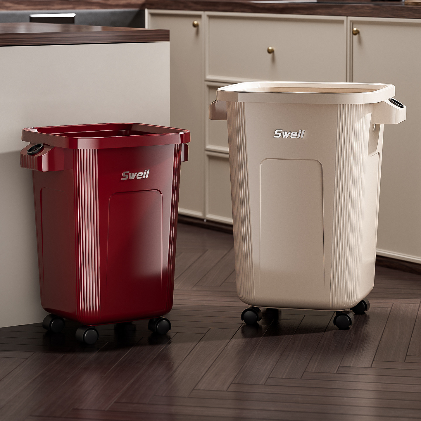 Commercial Kitchen Garbage Can - Großer Rollender Mülleimer mit Rädern, Gewerblicher