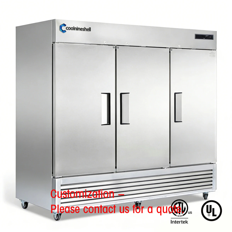 Refrigerated Display Case - Maßgefertigter 82-Zoll-Gewerbekühlschrank, 3-teilig, 50 Kubikfuß, Edelstahl,