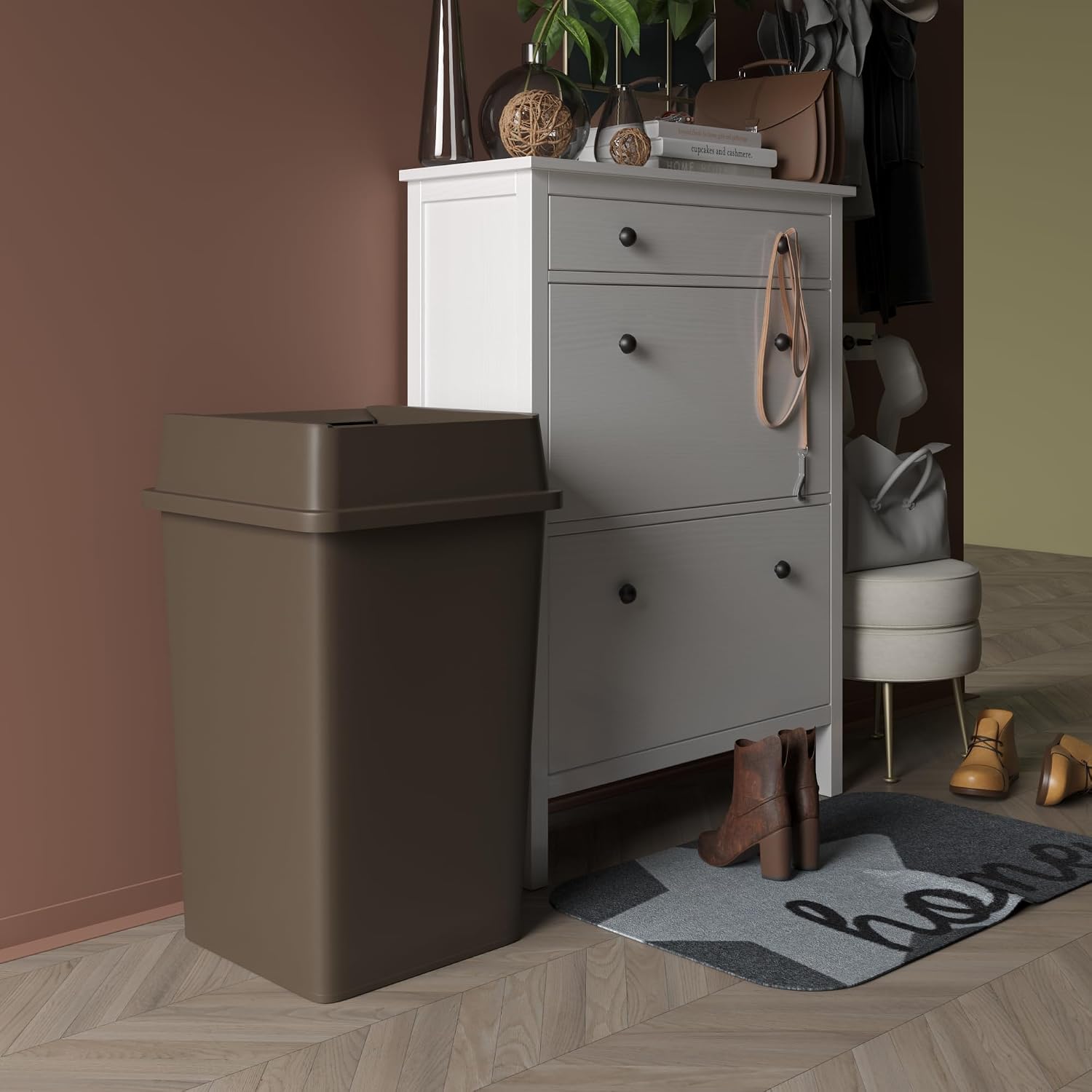 35 Gallonen Brauner Quadratisc – Commercial Kitchen Garbage Can Bewertung und Preis