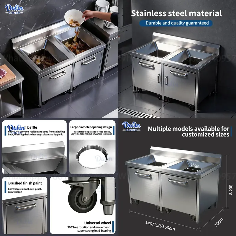 Gewerblicher Edelstahl 304 Aus – Commercial Kitchen Garbage Can Bewertung und Preis