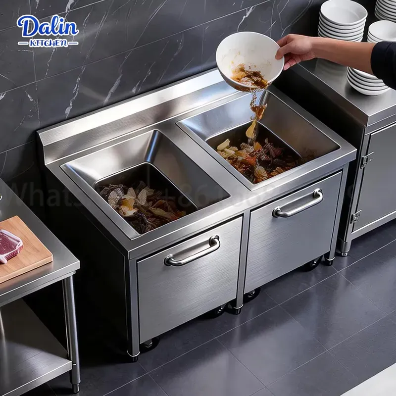 Gewerblicher Edelstahl 304 Aus – Commercial Kitchen Garbage Can Bewertung und Preis